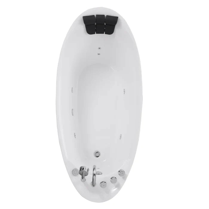 Empava 67" Freestanding Whirlpool Acrylic Bathtub with Faucet, EMPV-67AIS02 Empava