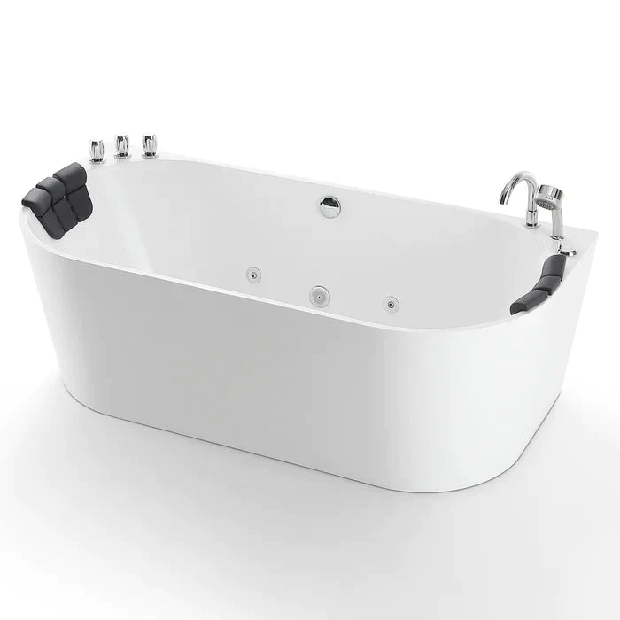 Empava 67" Freestanding Whirlpool Bathtub with Faucet, EMPV-67AIS07 Empava