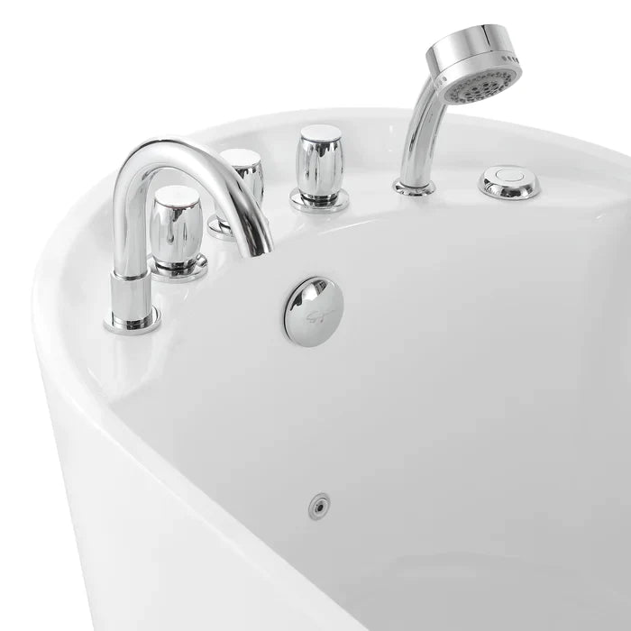 Empava 67" Freestanding Oval Whirlpool Bathtub with Faucet, EMPV-67AIS09 Empava