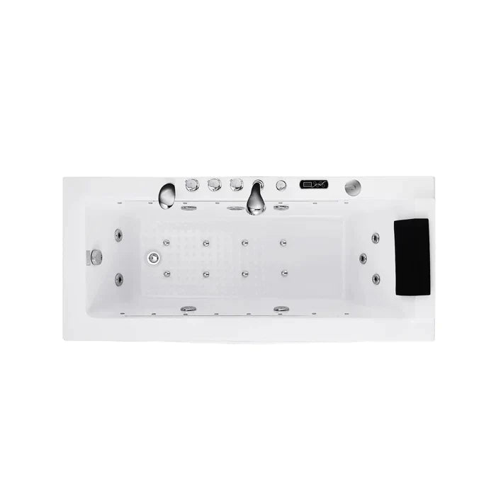 Empava 67" Modern Alcove Combination Massage Thermostatic LED Bathtub with Left Drain, EMPV-67JT351LED Empava