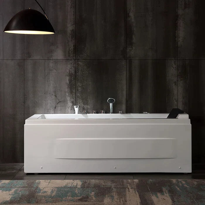 Empava 67" Modern Alcove Combination Massage Thermostatic LED Bathtub with Left Drain, EMPV-67JT351LED Empava