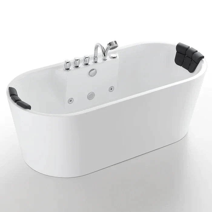Empava 67" Freestanding Whirlpool Bathtub with Faucet, EMPV-67AIS01 Empava