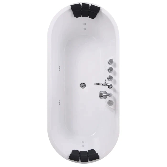 Empava 67" Freestanding Whirlpool Bathtub with Faucet, EMPV-67AIS01 Empava
