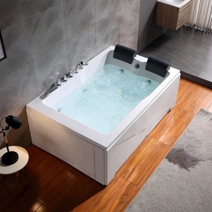 Empava 71" Alcove Whirlpool 2-Person Bathtub with Right Drain, EMPV-71JT667B Empava