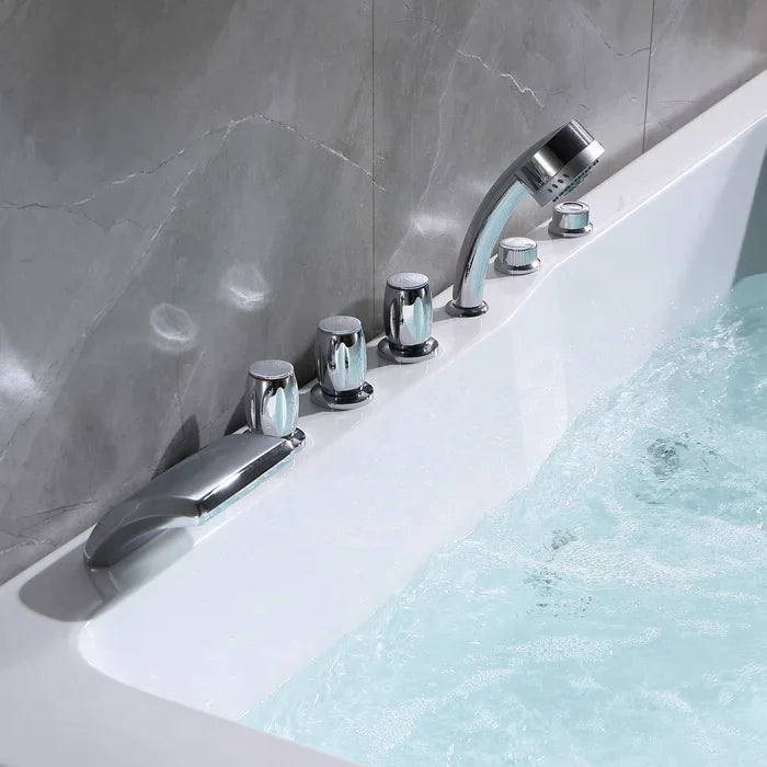 Empava 71" Alcove Whirlpool 2-Person Bathtub with Right Drain, EMPV-71JT667B Empava