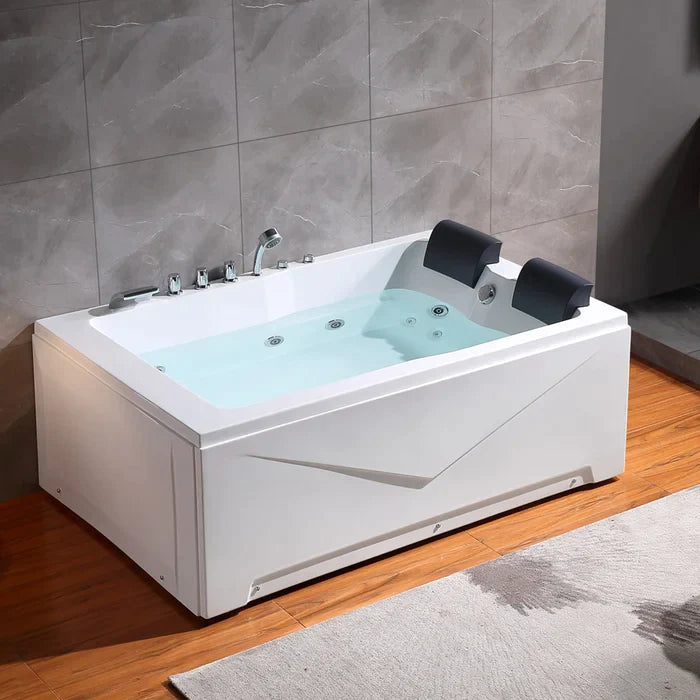 Empava 71" Alcove Whirlpool 2-Person Bathtub with Right Drain, EMPV-71JT667B Empava