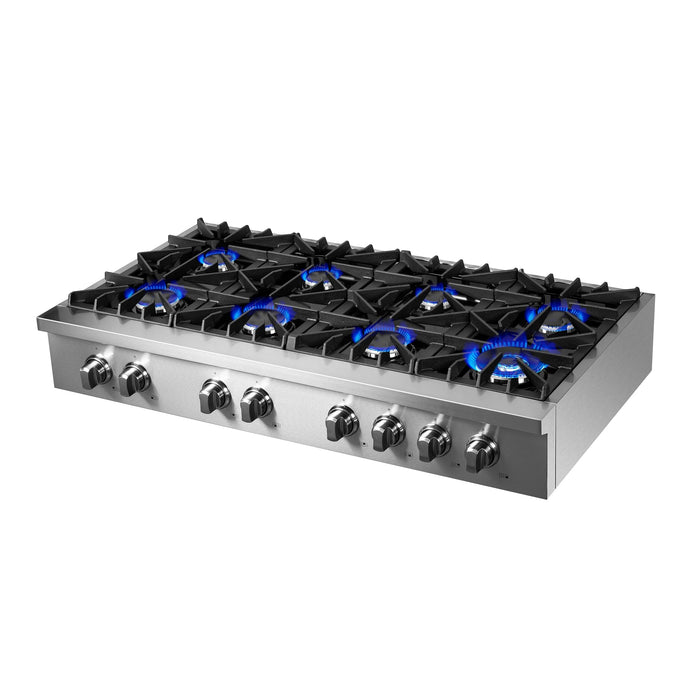 Forno Lseo 48-Inch Gas Range top, 8 Burners, Griddle in Stainless Steel FCTGS5737-48 FORNO
