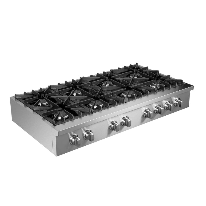 Forno Lseo 48-Inch Gas Range top, 8 Burners, Griddle in Stainless Steel FCTGS5737-48 FORNO