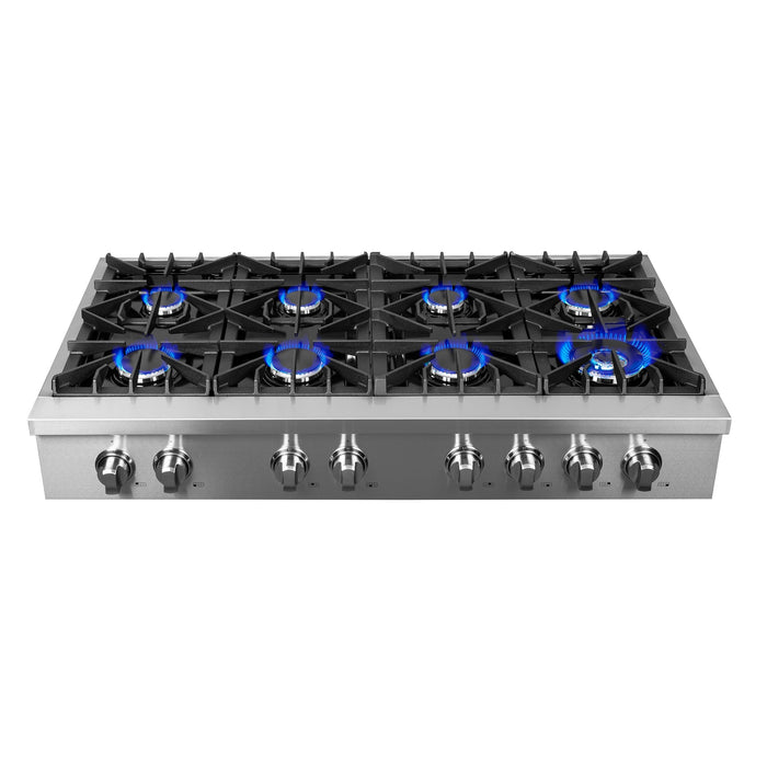Forno Lseo 48-Inch Gas Range top, 8 Burners, Griddle in Stainless Steel FCTGS5737-48 FORNO