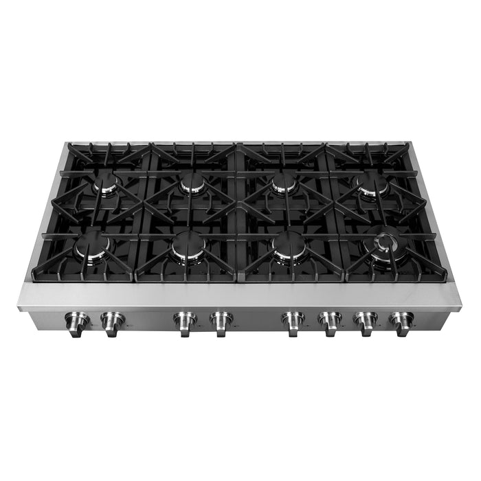 Forno Lseo 48-Inch Gas Range top, 8 Burners, Griddle in Stainless Steel FCTGS5737-48 FORNO