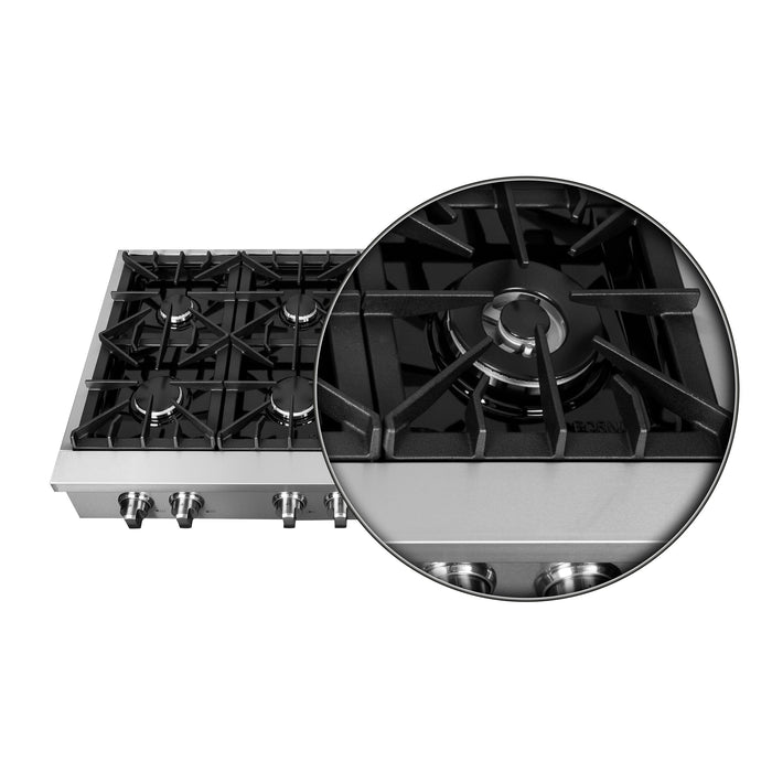Forno Lseo 48-Inch Gas Range top, 8 Burners, Griddle in Stainless Steel FCTGS5737-48 FORNO