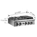 FORNO 30″ Gas Rangetop ALTA QUALITA Pro-Style 5 Sealed Brass Burners - FCTGS5751-30 FORNO