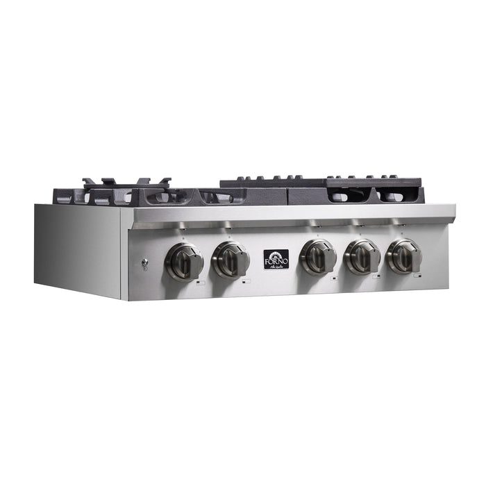 FORNO 30″ Gas Rangetop ALTA QUALITA Pro-Style 5 Sealed Brass Burners - FCTGS5751-30 FORNO