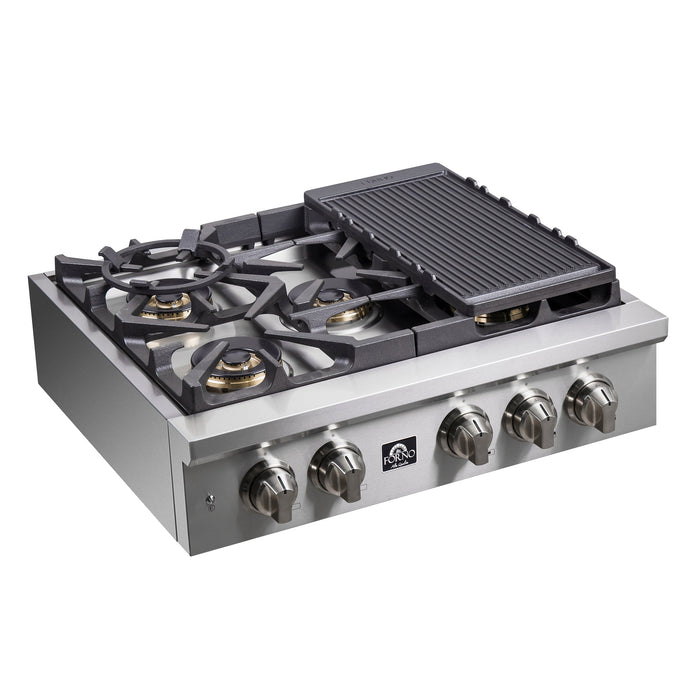 FORNO 30″ Gas Rangetop ALTA QUALITA Pro-Style 5 Sealed Brass Burners - FCTGS5751-30 FORNO