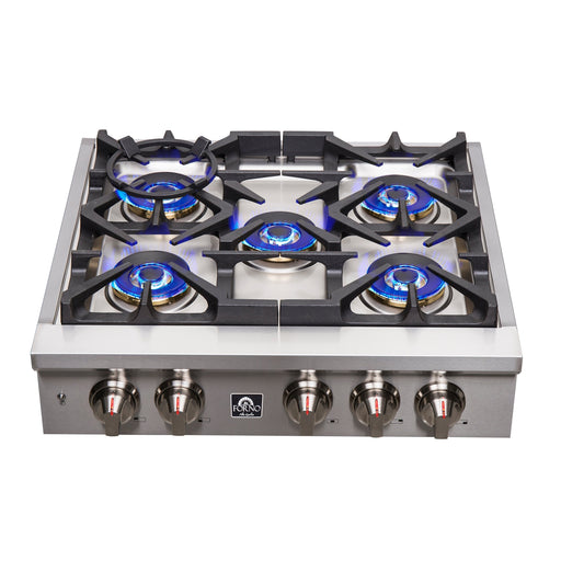 FORNO 30″ Gas Rangetop ALTA QUALITA Pro-Style 5 Sealed Brass Burners - FCTGS5751-30 FORNO