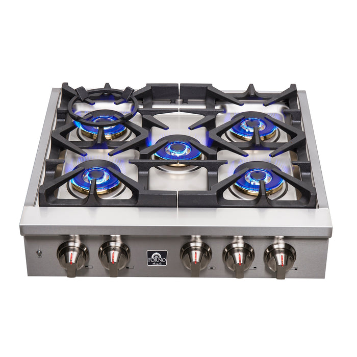 FORNO 30″ Gas Rangetop ALTA QUALITA Pro-Style 5 Sealed Brass Burners - FCTGS5751-30 FORNO