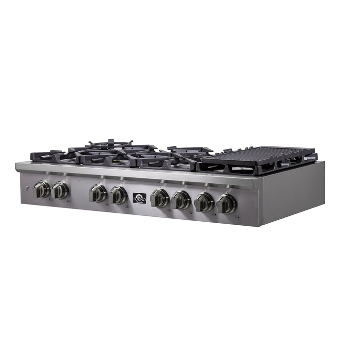 Forno Spezia 48-Inch Gas Rangetop, 8 Burners, Wok Ring and Grill/Griddle in Stainless Steel FCTGS5751-48 FORNO