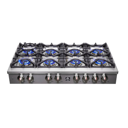 Forno Spezia 48-Inch Gas Rangetop, 8 Burners, Wok Ring and Grill/Griddle in Stainless Steel FCTGS5751-48 FORNO