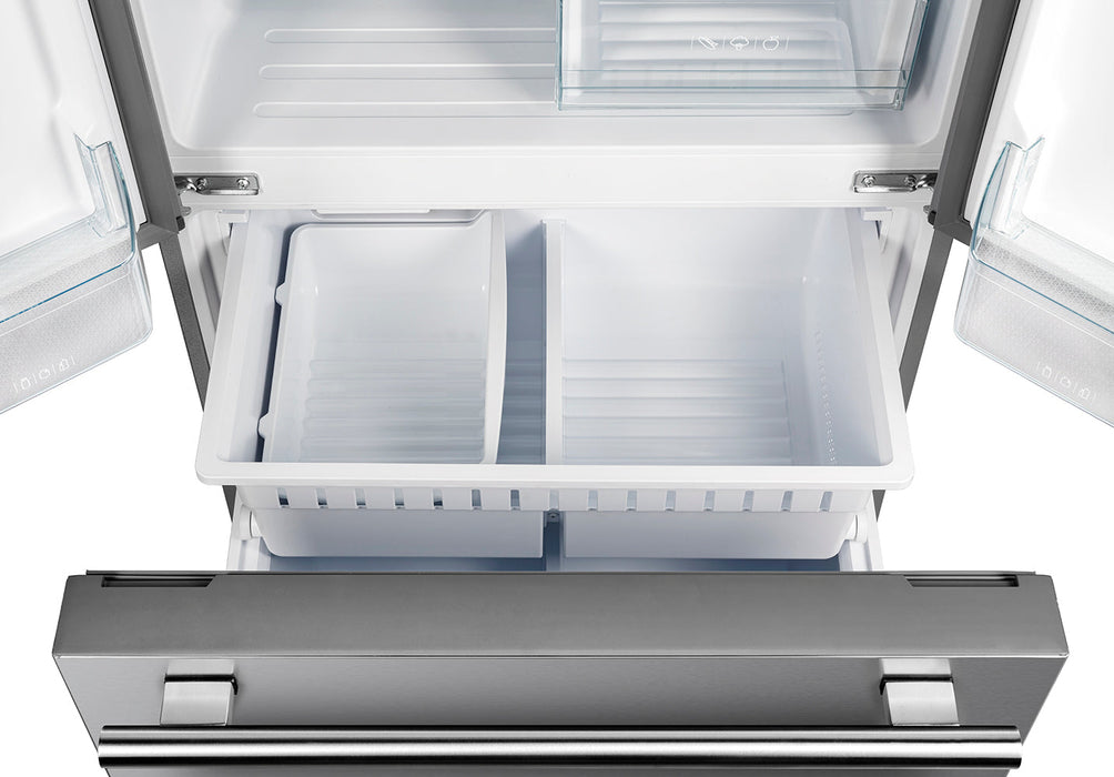 FORNO 31" Gallipoli 17.5 Cu Ft French Door Refrigerator with Ice Maker in Stainless Steel With Built-in Style Grill And Trim - FFFFD1974-35SG FORNO