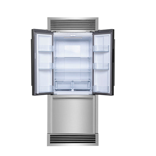 FORNO 31" Gallipoli 17.5 Cu Ft French Door Refrigerator with Ice Maker in Stainless Steel With Built-in Style Grill And Trim - FFFFD1974-35SG FORNO