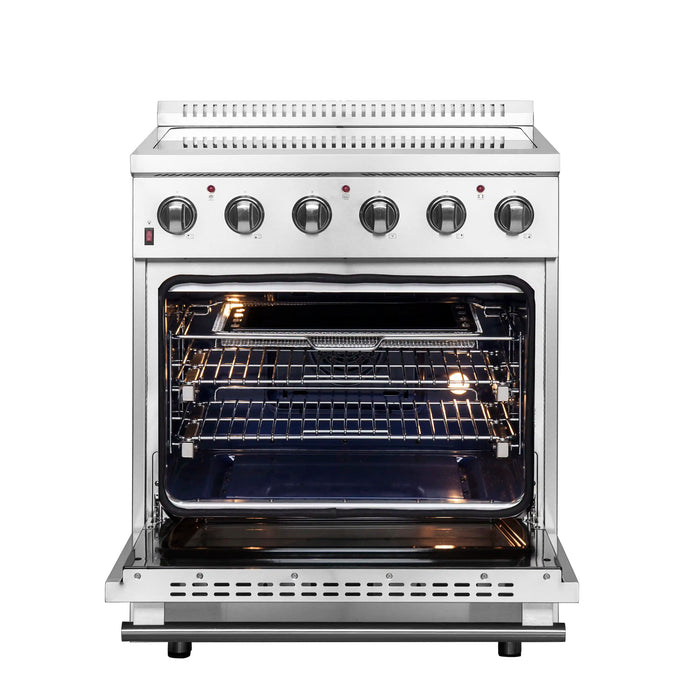Forno 2-Piece Appliance Package - 30-Inch Electric Range & Pro-Style Refrigerator and Freezer in Stainless Steel FORNO