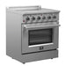 Forno 5-Piece Appliance Package - 30-Inch Electric Range, Wall Mount Range Hood, French Door Refrigerator, Dishwasher, and Microwave Drawer in Stainless Steel FORNO
