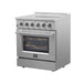 Forno 4-Piece Appliance Package - 30-Inch Electric Range, Pro-Style Refrigerator, Dishwasher, and Microwave Oven in Stainless Steel FORNO