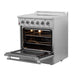 Forno 4-Piece Appliance Package - 30-Inch Electric Range, Wall Mount Range Hood, Pro-Style Refrigerator, and Dishwasher in Stainless Steel FORNO