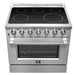 Forno 4-Piece Appliance Package - 36-Inch Electric Range, Wall Mount Range Hood, Pro-Style Refrigerator, and Dishwasher in Stainless Steel FORNO