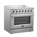 Forno 5-Piece Appliance Package - 36-Inch Electric Range, Wall Mount Range Hood with Backsplash, Pro-Style Refrigerator, Dishwasher, and Microwave Drawer in Stainless Steel FORNO