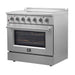 Forno 4-Piece Appliance Package - 36-Inch Electric Range, French Door Refrigerator, Dishwasher, and Microwave Drawer in Stainless Steel FORNO