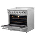 Forno 5-Piece Appliance Package - 36-Inch Electric Range, Wall Mount Range Hood with Backsplash, French Door Refrigerator, Dishwasher, and Microwave Drawer in Stainless Steel FORNO