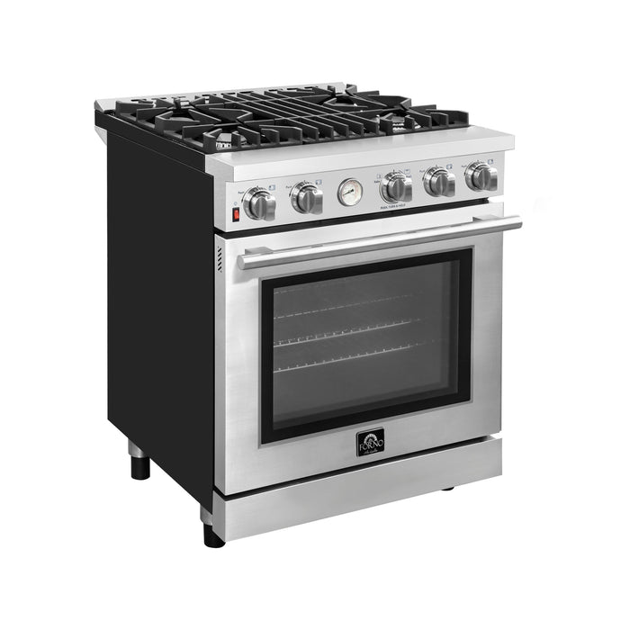 Alta Qualita 30-Inch Gas Range with 4 Burners & Temperature Gauge in - front view