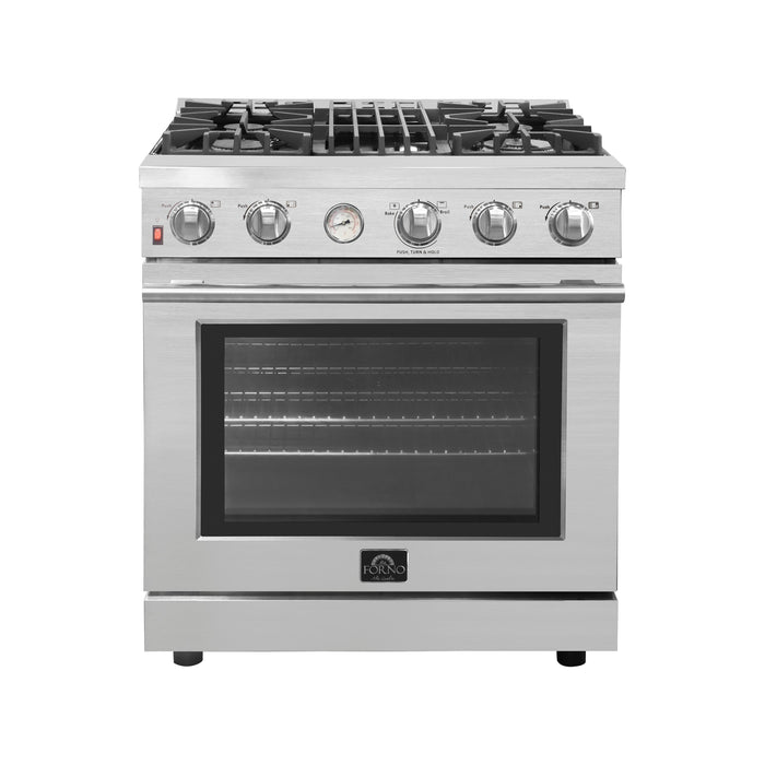 Alta Qualita 30-Inch Gas Range with 4 Burners & Temperature Gauge in - detail close-up