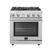 Alta Qualita 30-Inch Gas Range with 4 Burners & Temperature Gauge in - detail close-up