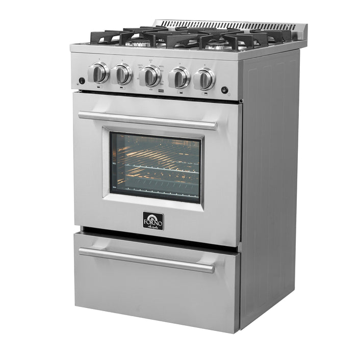 Forno 24″ Breno Gas Range with 4 Sealed Burners - FFSGS6272-24 FORNO