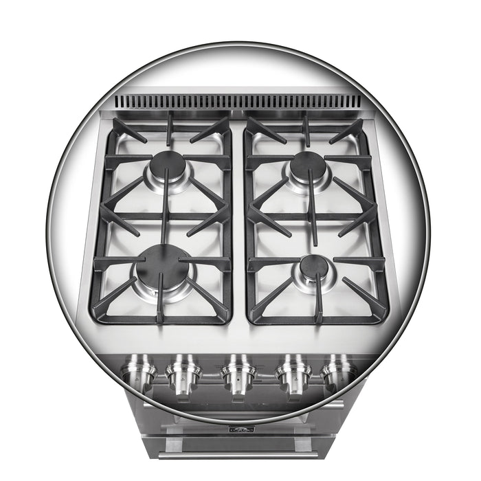 Forno 24″ Breno Gas Range with 4 Sealed Burners - FFSGS6272-24 FORNO