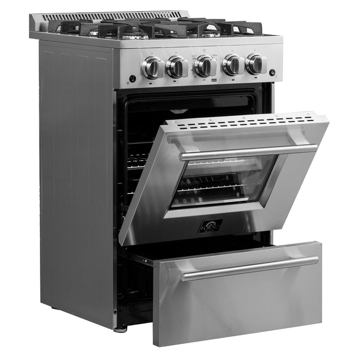 Forno 24″ Breno Gas Range with 4 Sealed Burners - FFSGS6272-24 FORNO