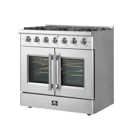 Forno 36″ Vittorio French Door Freestanding Gas Range with 6 Sealed Burners - FFSGS6444-36 FORNO