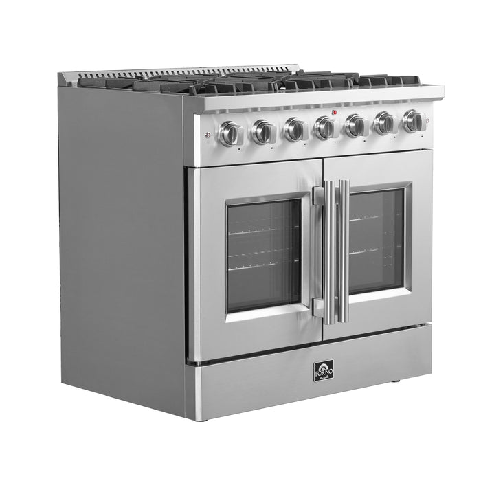 Forno 36″ Vittorio French Door Freestanding Gas Range with 6 Sealed Burners - FFSGS6444-36 FORNO