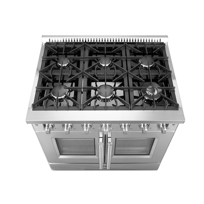 Forno 36″ Vittorio French Door Freestanding Gas Range with 6 Sealed Burners - FFSGS6444-36 FORNO