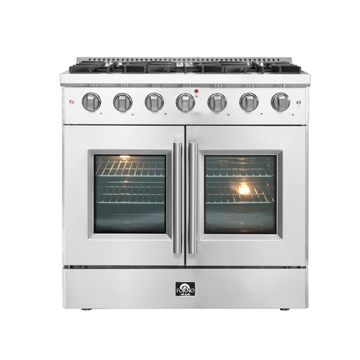 Forno 36″ Vittorio French Door Freestanding Gas Range with 6 Sealed Burners - FFSGS6444-36 FORNO