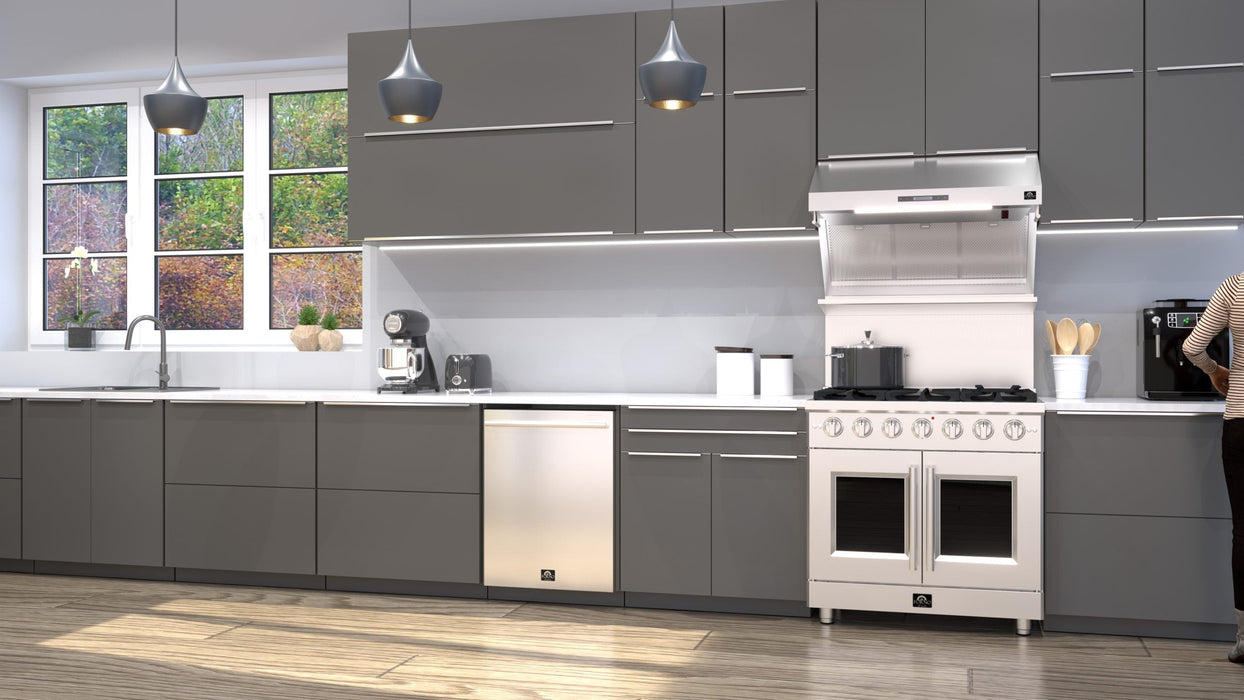 Forno 36″ Vittorio French Door Freestanding Gas Range with 6 Sealed Burners - FFSGS6444-36 FORNO