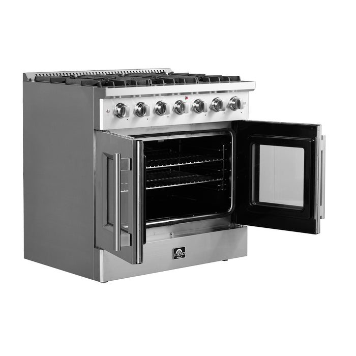 Forno 36″ Vittorio French Door Freestanding Gas Range with 6 Sealed Burners - FFSGS6444-36 FORNO