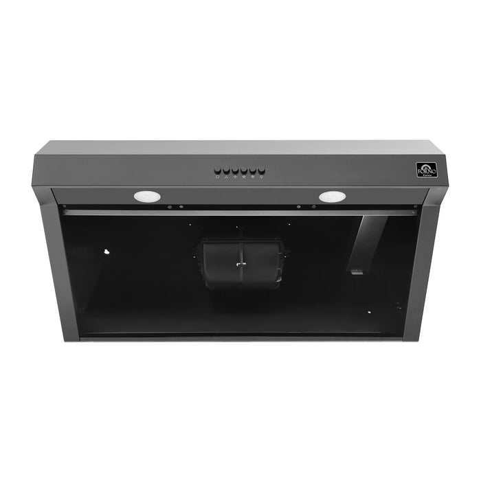 Forno Bari Espresso 30-Inch 400 CFM Under Cabinet Range Hood in Black FRHUC5255-30BLK FORNO