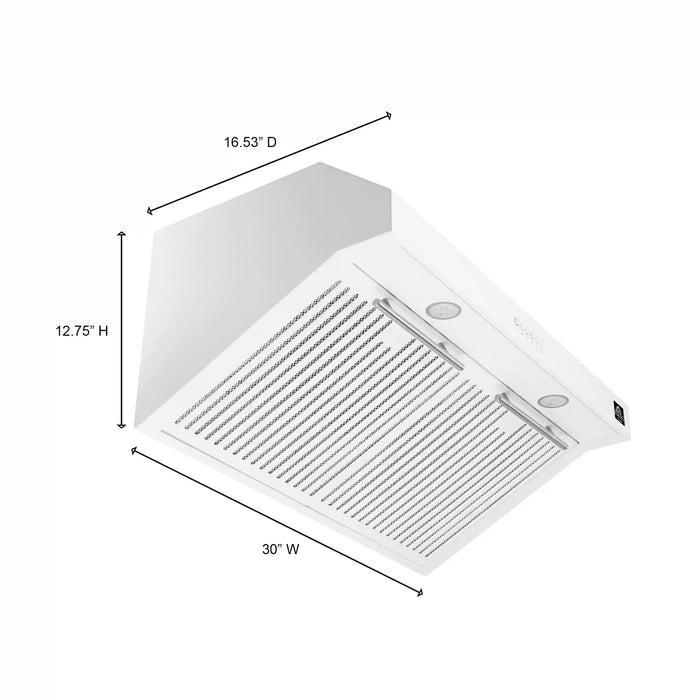 Forno Bari Espresso 30-Inch 400 CFM Under Cabinet Range Hood in White with Brass/Stainless Steel Handle FRHUC5255-30WHT FORNO