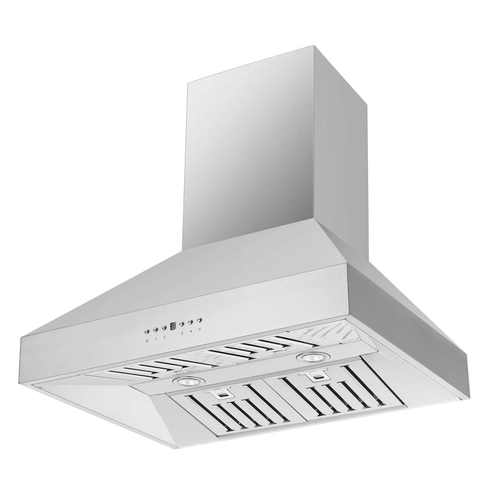 Forno 5-Piece Appliance Package - 30-Inch Electric Range, Wall Mount Range Hood, French Door Refrigerator, Dishwasher, and MicrowaveOven in Stainless Steel FORNO