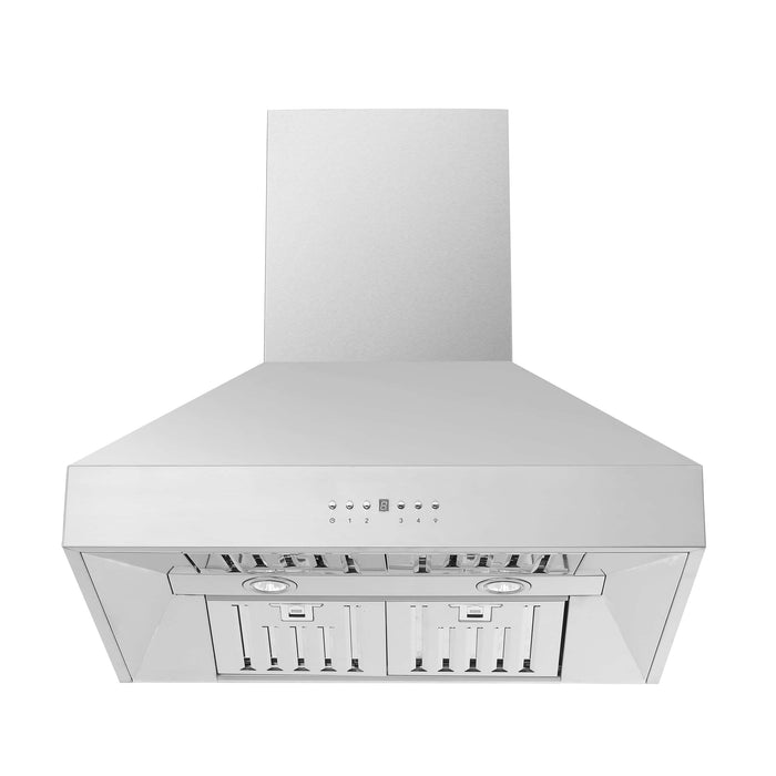 Forno 5-Piece Appliance Package - 30-Inch Electric Range, Wall Mount Range Hood, Pro-Style Refrigerator, Dishwasher, and Microwave Oven in Stainless Steel FORNO