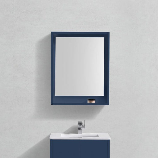 KubeBath Kube 24" Blue Finish Framed Mirror With Shelve KubeBath