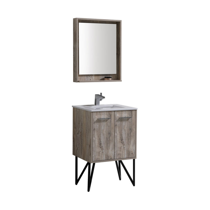 KubeBath Bosco Modern Bathroom Vanity with Quartz Countertop and Matching Mirror KubeBath